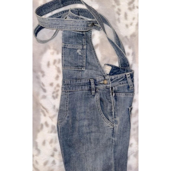 Free People Denim Overalls Women Size 25 Blue Cotton Blend Stretch Straight Leg - Picture 3 of 14